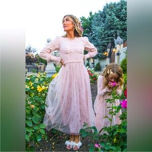 Ivy City Co. Last Songbird Pink Tulle Maxi Dress